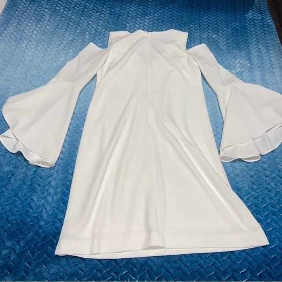 White Donna Ricco Bell Sleeve Dress Size 6 - Picture 3 of 6